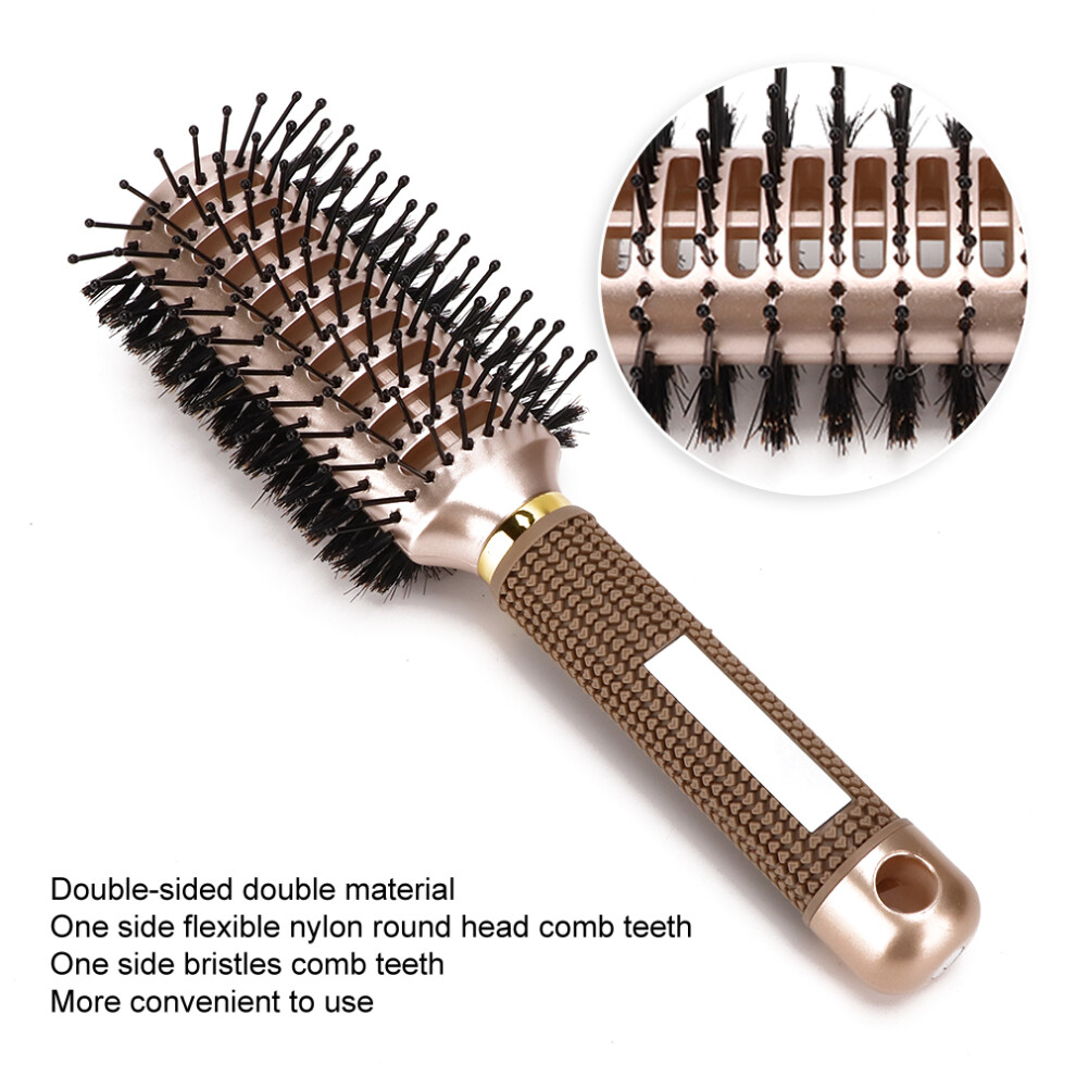 Double Sided Nylon Anti Static Hair Comb Gold 23.5x8.3cm Stylish