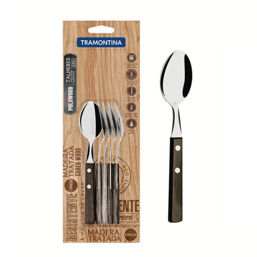 Tramontina 6 Piece Wooden Handle Teaspoons Set