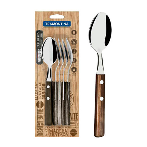 Tramontina 6 Piece Wooden Handle Table Spoons Set