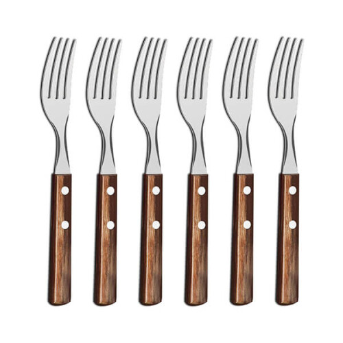 Tramontina 6 Piece Wooden Handle Table Forks Set 1