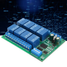 12V 8-Channel RS485 Relay PLC Expansion Board, 100x72x20mm Green