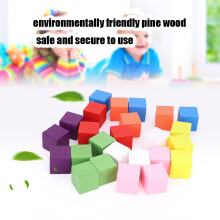 Kids Montessori Block Toy - 2 Sets of Colourful Pine Wooden Blocks 25mm 25Pcs