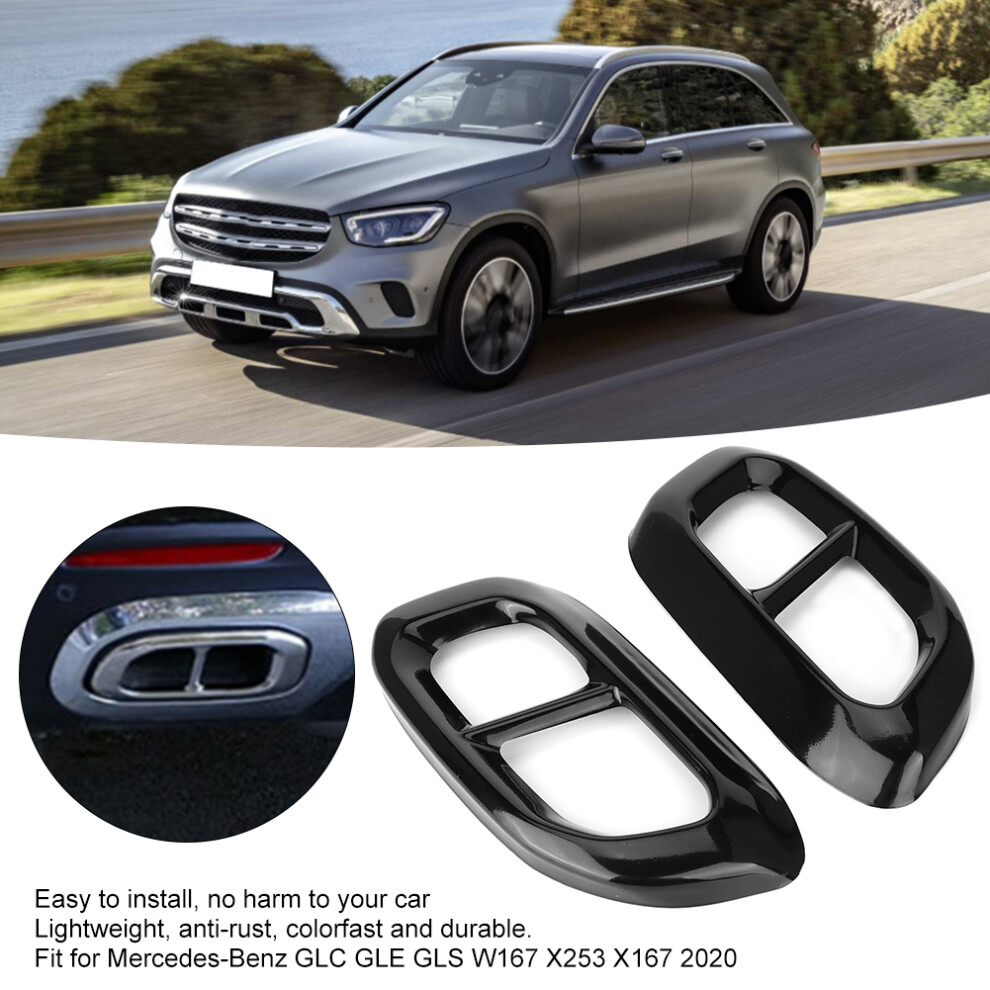 2Pcs Stainless Steel Tail Throat 4 Outlet Exhaust Cover For Mercedes Glc Gle Gls W167 X253 X167 2020 Black 4051392513018