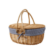 Handwoven Natural Willow Basket Suitable for-Striped lining