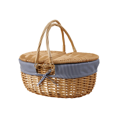 Handwoven Natural Willow Basket Suitable for-Striped lining
