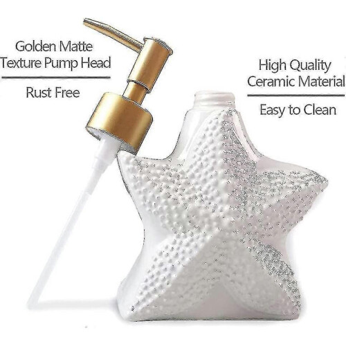 Starfish-shaped Soap Dispenser, White Ceramic with Pump - RiRi 1