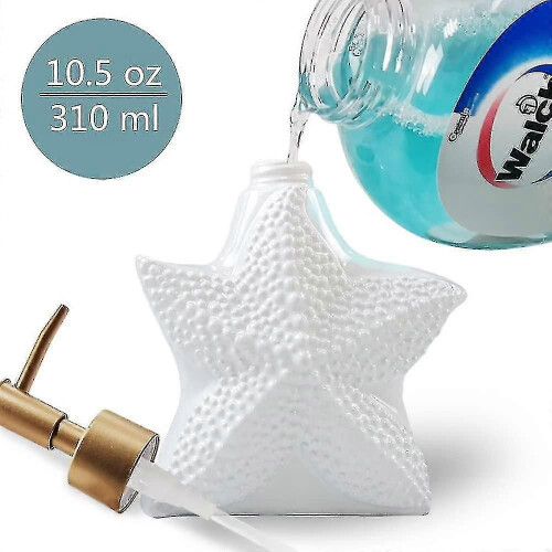 Starfish-shaped Soap Dispenser, White Ceramic with Pump - RiRi 2