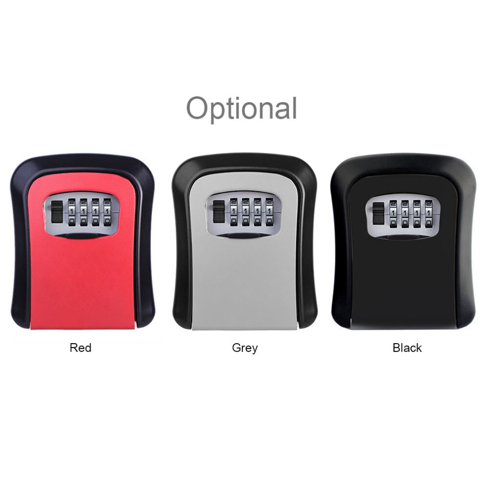 Wall Mounted Key Storage Box 4-Digit Lock Aluminum Alloy Outdoor Safe 4971392224229