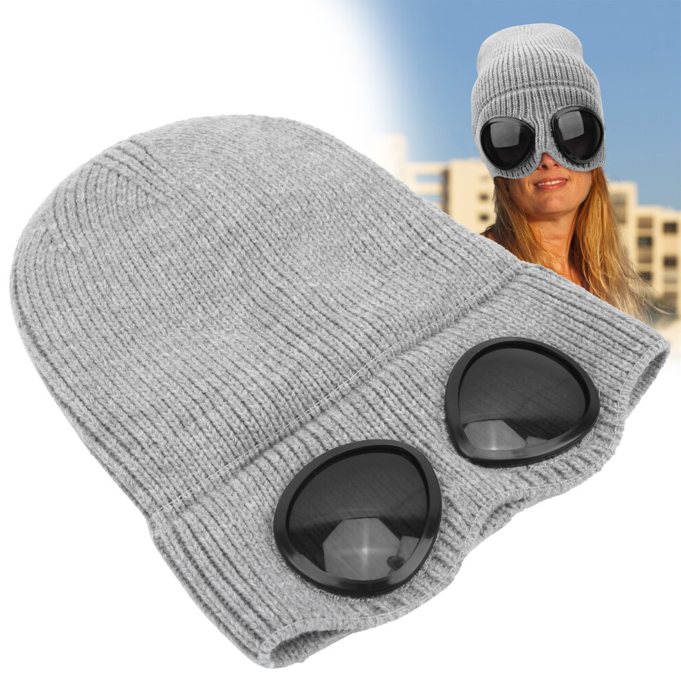 Warm Gray Acrylic Knitting Sports Cap for Autumn Winter Cold Protection