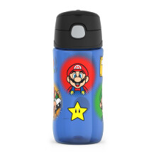 THERMOS FUNTAINER 16 Oz Plastic Hydration Bottle with Spout, Mario