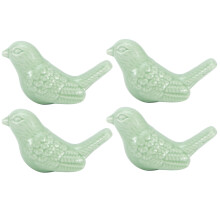 Green 4 Set Bird Ceramic Knobs for Cabinets, 5.5x3.2x3cm