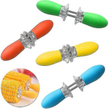 4 Pairs Corn Holders,stainless Steel Corn Holders Fork Skewers with Silicone Handle(h-4)