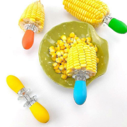 4 Pairs Corn Holders,stainless Steel Corn Holders Fork Skewers with Silicone Handle(h-4) 2