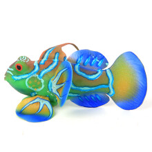 Safe Silicone Fish Tank Decoration Luminous Frogfish Landscape Green Blue
