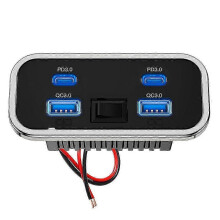 (A) 4 Ports 12V RV USB Outlet Dual PD3.0 Type-C Quick Charge & QC3.0 Panel