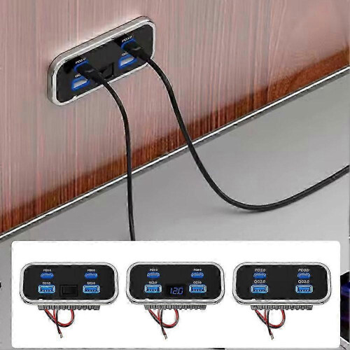 (A) 4 Ports 12V RV USB Outlet Dual PD3.0 Type-C Quick Charge & QC3.0 Panel 1