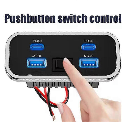 (A) 4 Ports 12V RV USB Outlet Dual PD3.0 Type-C Quick Charge & QC3.0 Panel 2