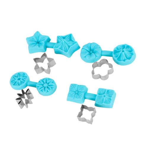 4 Sets Silicone Fondant Chocolate Mold Baking Utensils with Cutter
