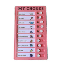 (pink) Memo Plastic Board Chores Checklist Board, My Chores Chart Board For Kids Children, List Board With Sliding Buttons,1pcd- - Ri