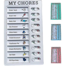 (white) Memo Plastic Board Chores Checklist Board, My Chores Chart Board For Kids Children, List Board With Sliding Buttons,1pcd- - Ri
