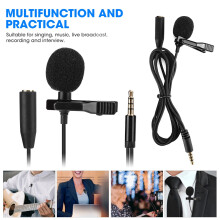 Mini Collar Microphone for Live Streaming & Recording – Omnidirectional, 140cm