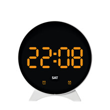 Clear Display Electronic Clock Temperature-White shell orange l