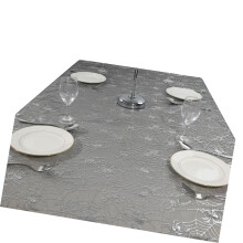 Themed Spiderweb Polyester Tablecloth Halloween-Silver