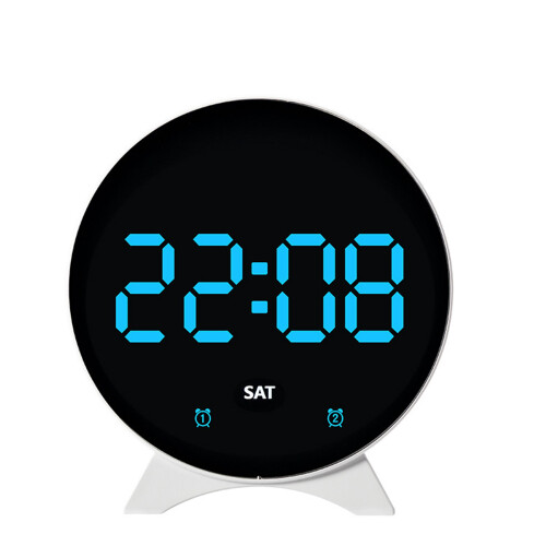 Multifunctional LED Electronic Clock Large-White shell blue lig