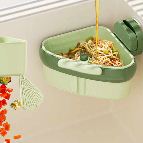 Strong Suction Cup Sink Basket Permanent Plastic Kitchen-Green 2