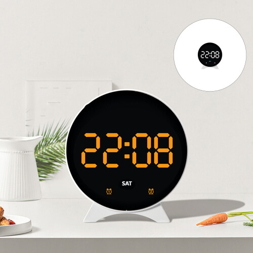 Clear Display Electronic Clock Temperature-White shell orange l 1