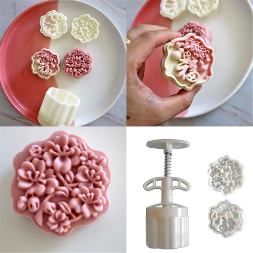 Embossed Flower Moon cake Molds 75g ABS Kitchen Baking Press 1