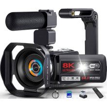 Videocamera - 8K 64MP Vlogging - Schermo tattile 3" - Zoom digitale 18X - Visione notturna IR