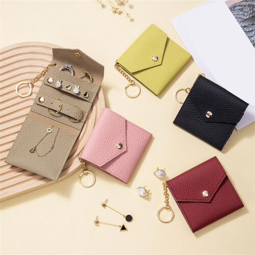 Multiple Functional Leather Jewelry Case Travel-Lemon yellow 2