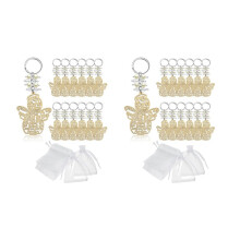 40Pcs Doop Angel Sleutelhanger Doop Hout Sleutelhanger Doop Gunst Doop Souvenirs Communie Gunsten voor Jongen of Meisje