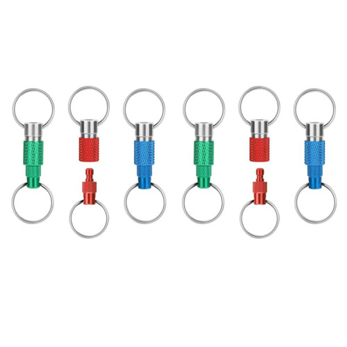 6pcs Quick Release Detachable Keychain, Double Rings Pull Apart Keychain, Spring Split Snap Seperate Keychain 1