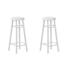 2X 1/12 Dollhouse Wood High-Foot Small Round Stool Miniature Dollhouse DIY Dollhouse Life Scene Decoration White