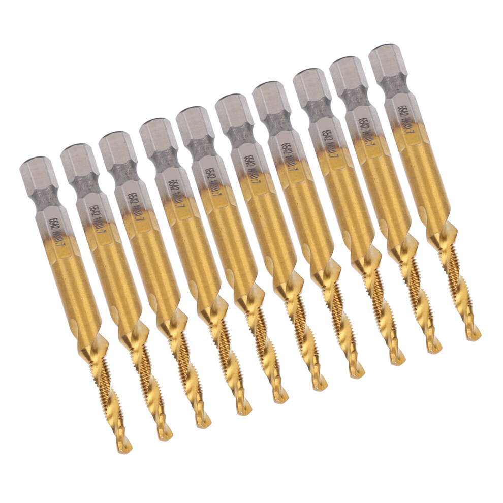 10Pcs Drill Tap Hss Metric M4 Hex Shank Bits Screw Thread Spiral Cutter 3.3Mm 6951392234594