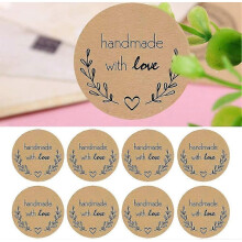 500 Pcs Kraft Homemade with Love Sticker Label Paper Sealing Sticker Labels Round Self Adhesive Gift Stickers Gift Stickers - DD01