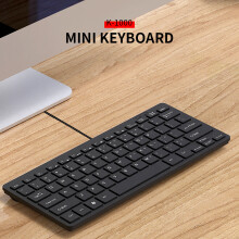 K-1000 78-Key Mini USB Wired Keyboard Portable Office Black
