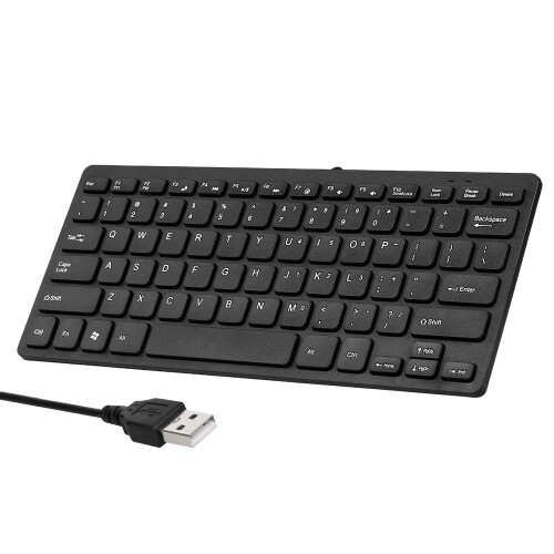 K-1000 78-Key Mini USB Wired Keyboard Portable Office Black 2