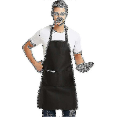 (Blue) 12 Pack Plain Bib Aprons With 2 Pockets - Black Unisex Commercial Apron Bulk A 2