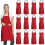 (Red) 12 Pack Plain Bib Aprons With 2 Pockets - Black Unisex Commercial Apron Bulk A 1