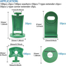 300pcs Greenhouse Twist Clip Kit Green Fixing Clips And Washers,for Aluminium Greenhouse Insulation Netting Shading - DD