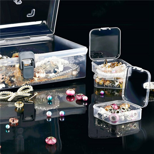 2X Bead Organizer Box with Handle, 24 Pcs Rectangle Storage Plastic Cases,  Clear Bead Storage Containers Boxes 1