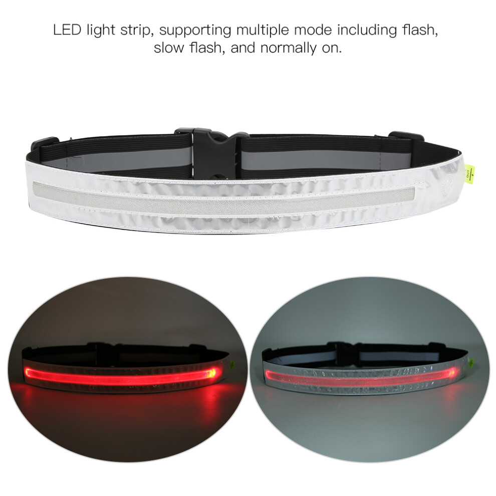 Elastic Led Belt For Night Running & Cycling Reflective Safety Gear Black 4381392236984