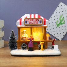 2X LED Lighted Christmas Village Houses Multicolored Christmas Vacation Village with Music Village Popcorn House