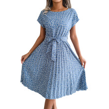 Women's Casual Layered  Dress, Short-Sleeved-Sky Blue S