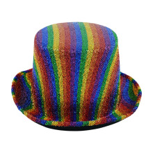Jeweled Hat Heavy Rainbow Cowboy Hats for-Rainbow Rain Silk Fl