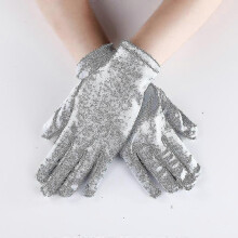 (silver) Womens Elegant Opera Short Satin Gloves Classic Banquet Party Wedding Gloves