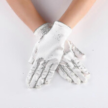 (White) Womens Elegant Opera Short Satin Gloves Classic Banquet Party Wedding Gloves